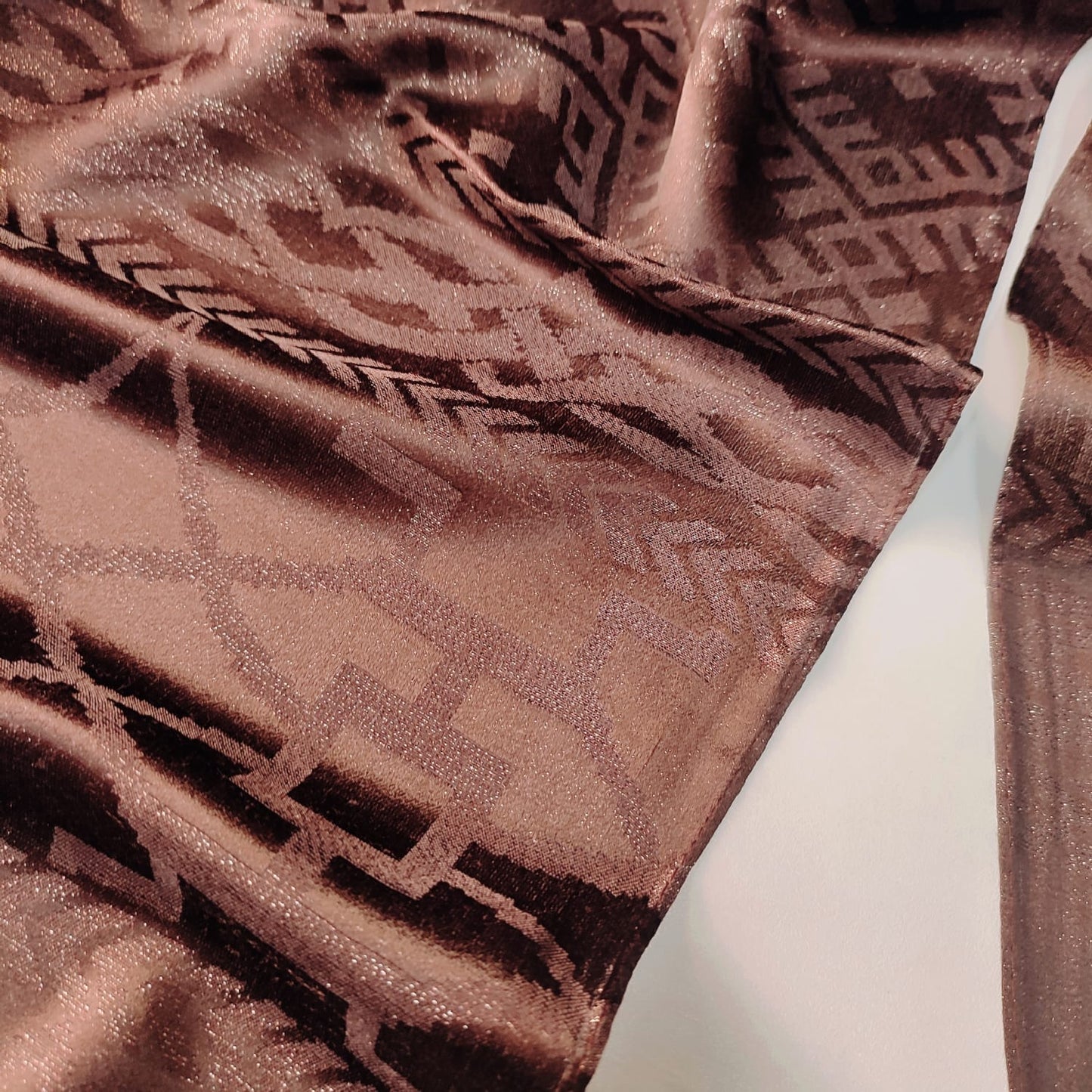 Luxury Silk Self Pattern Hijab Brown