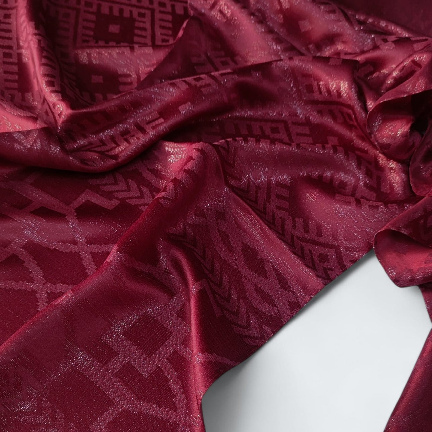 Luxury Silk Self Pattern Hijab Cherry Maroon