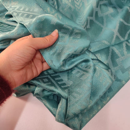 Luxury Silk Self Pattern Hijab Turquoise