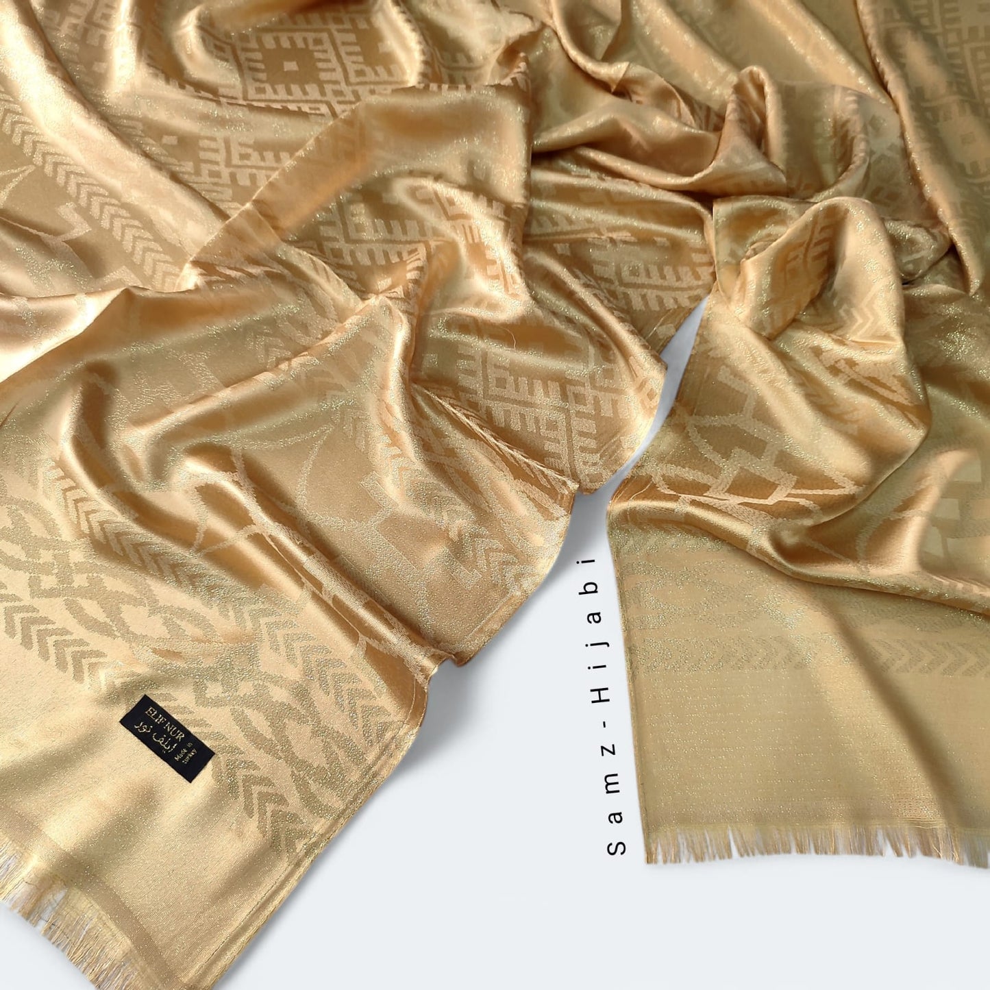 Luxury Silk Self Pattern Hijab Bright Gold