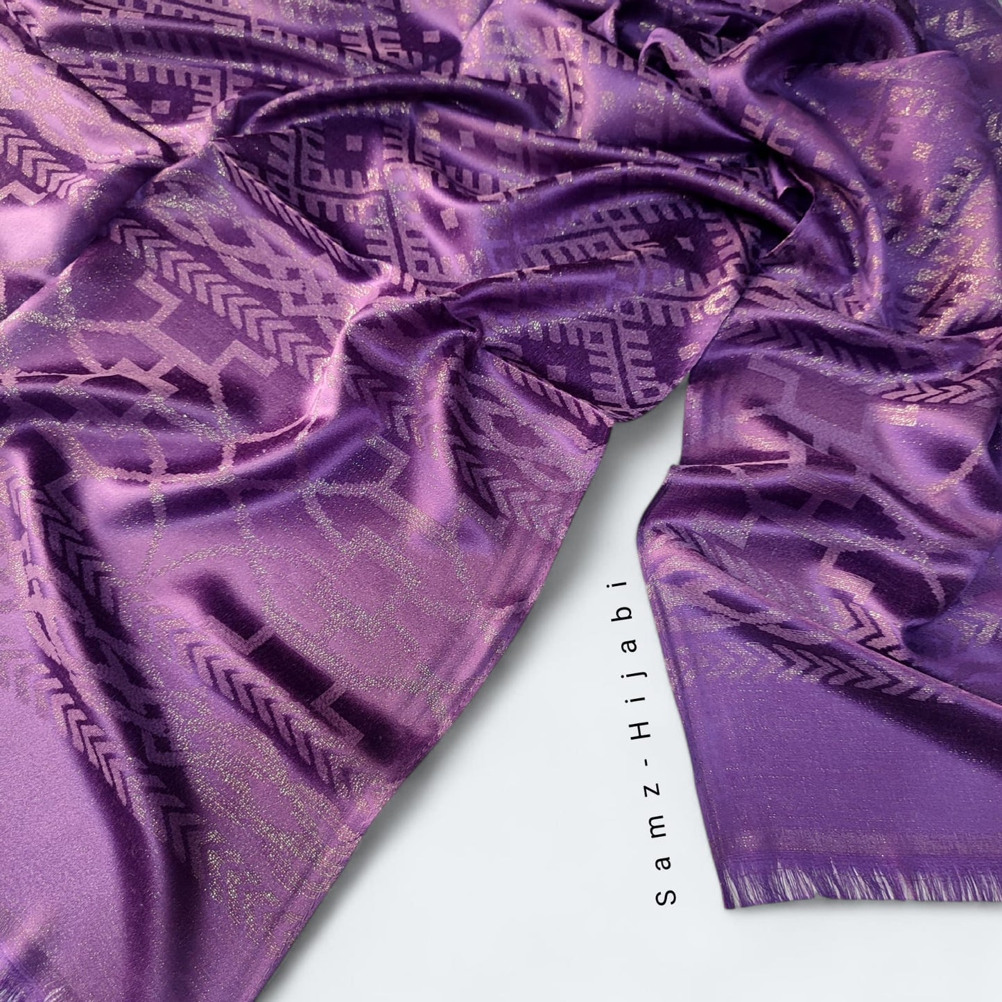 Luxury Silk Self Pattern Hijab Purple