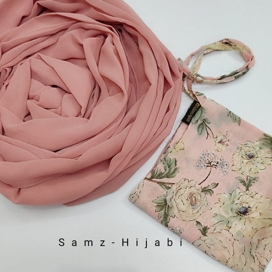 Printed naqab plain hijab set 6