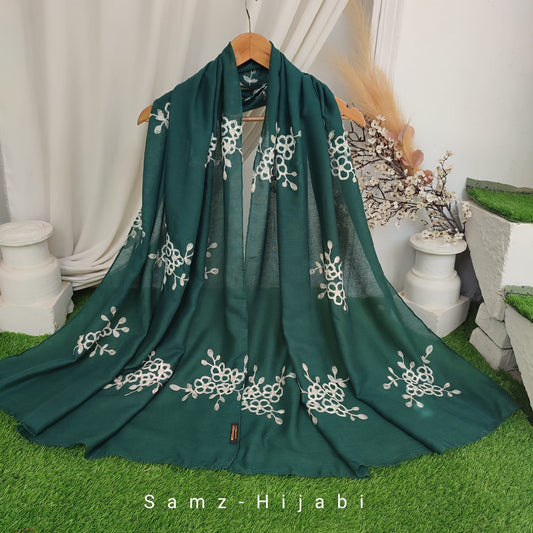 Floral Bunch Hijab Design _ Dark Green