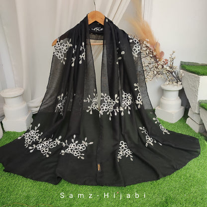 Floral Bunch Hijab Design_ Black