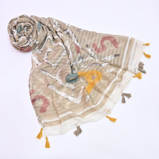 Puzzle Art Lawn Hijab _Beige