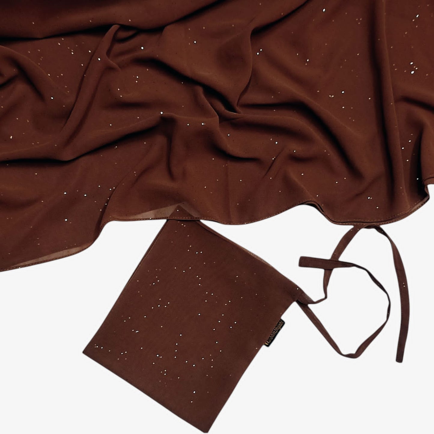 Sparkling Glitter Hijab set _Dark Brown