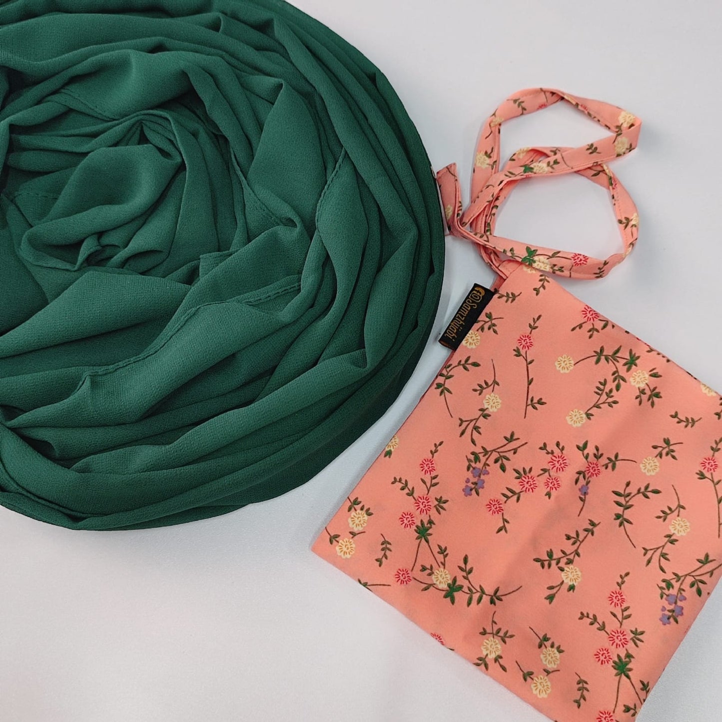 Printed Naqab Plain Hijab Set 75