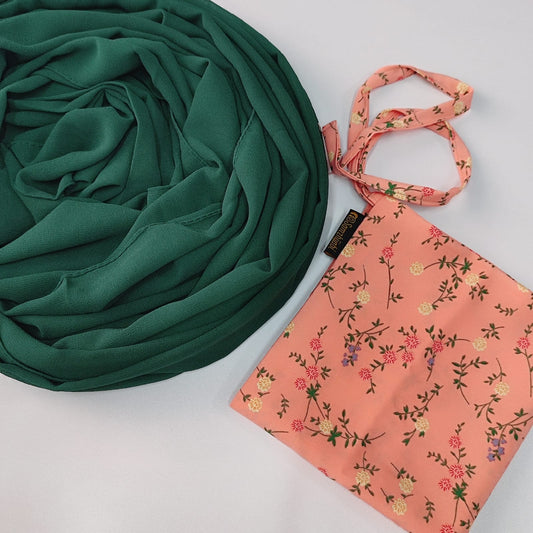 Printed Naqab Plain Hijab Set 75
