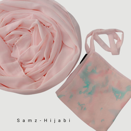 Printed Naqab Plain Hijab set 73