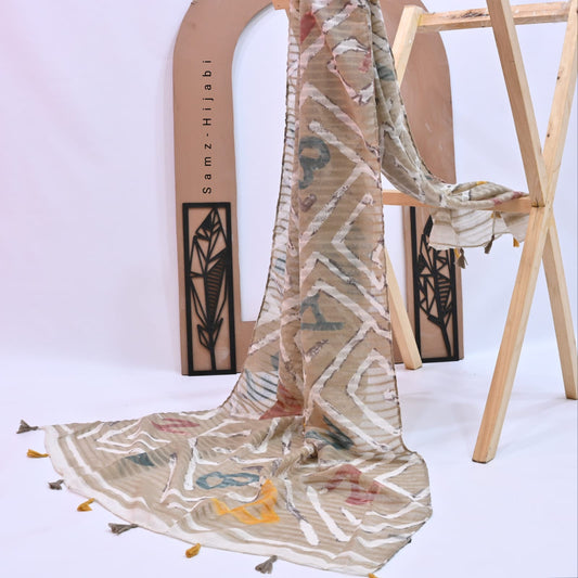 Puzzle Art Lawn Hijab _Beige