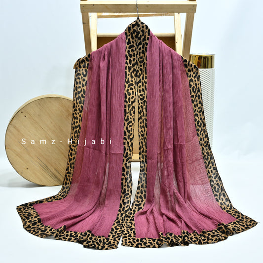 Cheetah - Crinkle Lawn Hijab Tea Pink