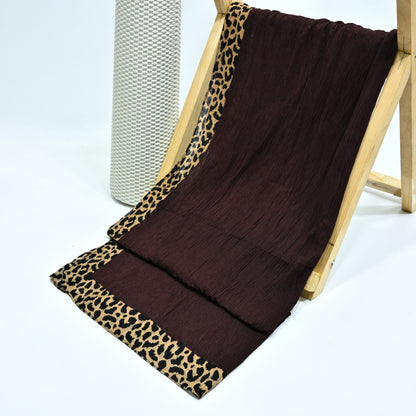 Cheetah - Crinkle Lawn  Hijab Chocolate Brown