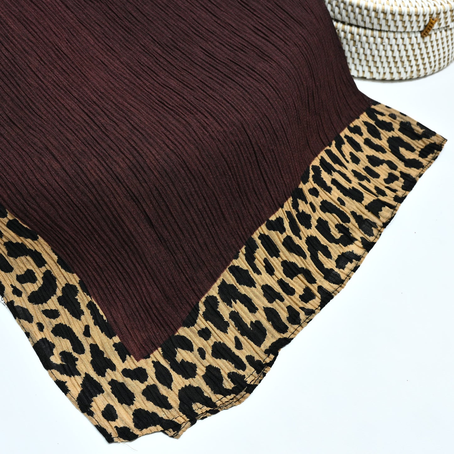 Cheetah - Crinkle Lawn  Hijab Chocolate Brown