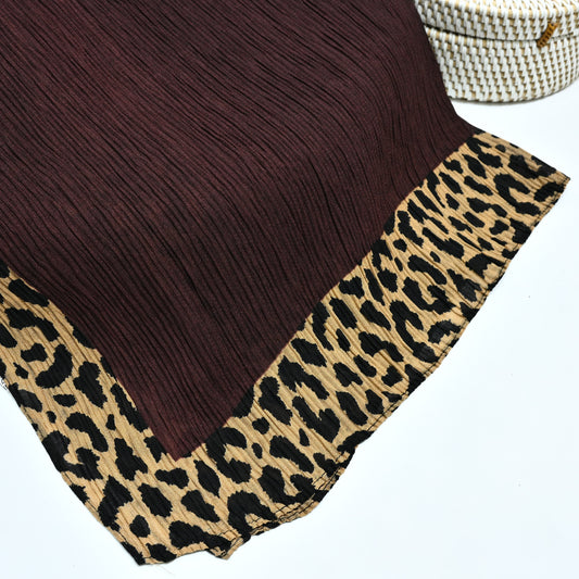 Cheetah - Crinkle Lawn  Hijab Chocolate Brown