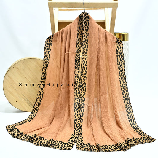 Cheetah - Crinkle Lawn Hijab Apricot