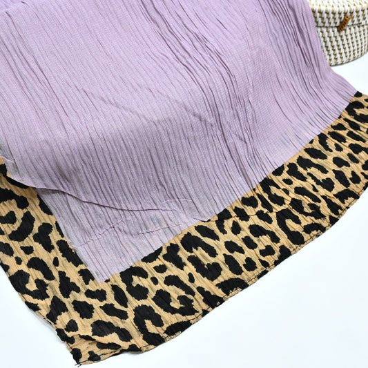 Cheetah - Crinkle Lawn  Hijab Lilac