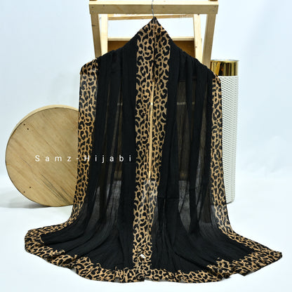 Cheetah - Crinkle Lawn Hijab Black