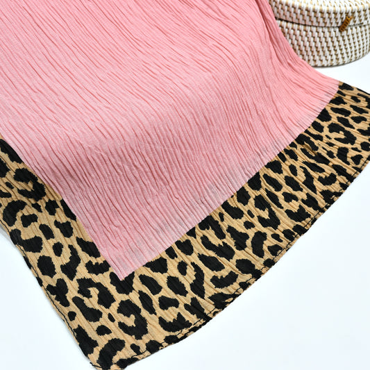 Cheetah - Crinkle Lawn  Hijab Peachy Pink