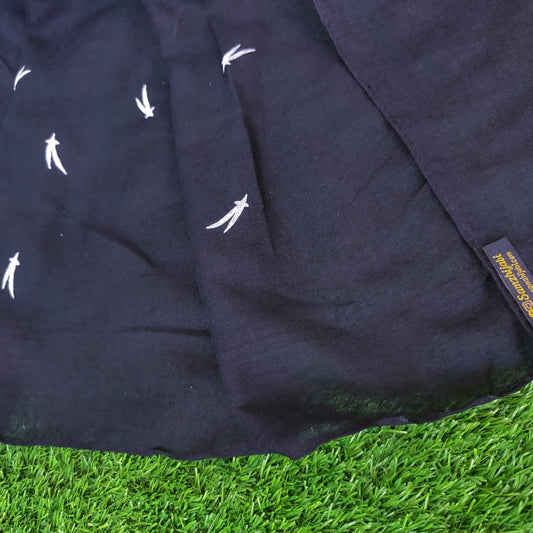 Embossed Lawn Hijab -Black