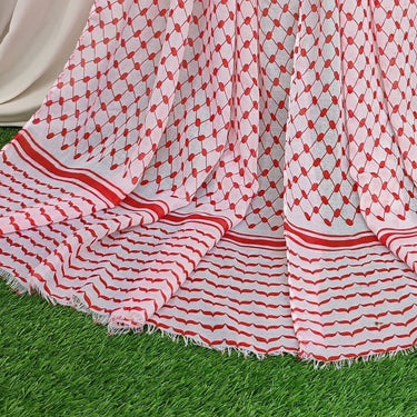 Palestinian Keffiyeh Hijab White Red