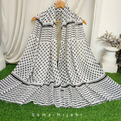 Palestinian Keffiyeh Hijab White Black
