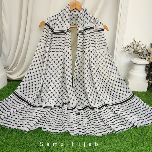 Palestinian Keffiyeh Hijab White Black