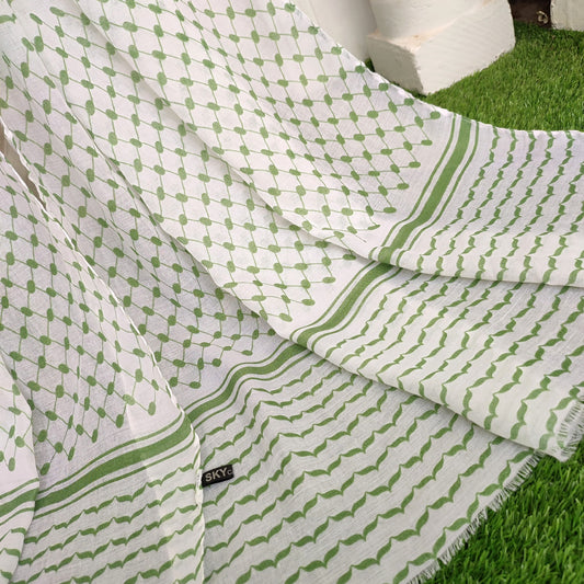 Palestinian Keffiyeh Hijab White Pistachio