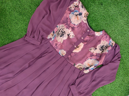 Floral Body Bottom Frill Abaya Design 4
