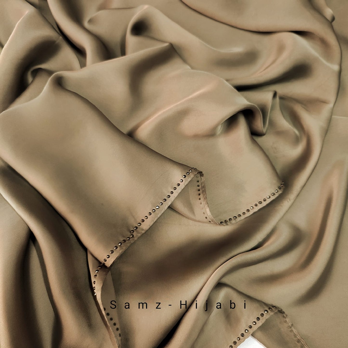 Satin Silk Stone Hijab Antique Gold