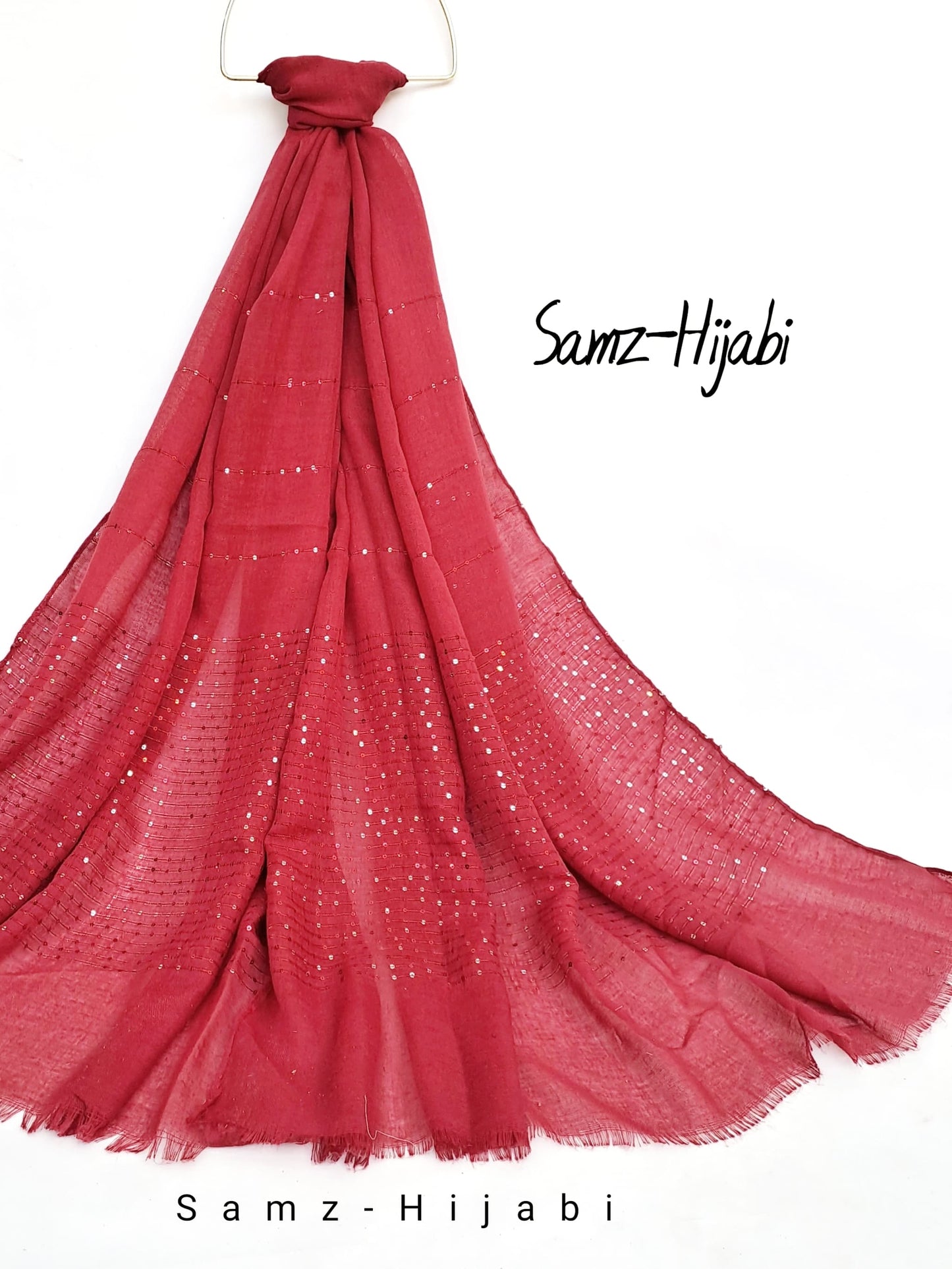 Sequence Border Lawn Hijab _ Red