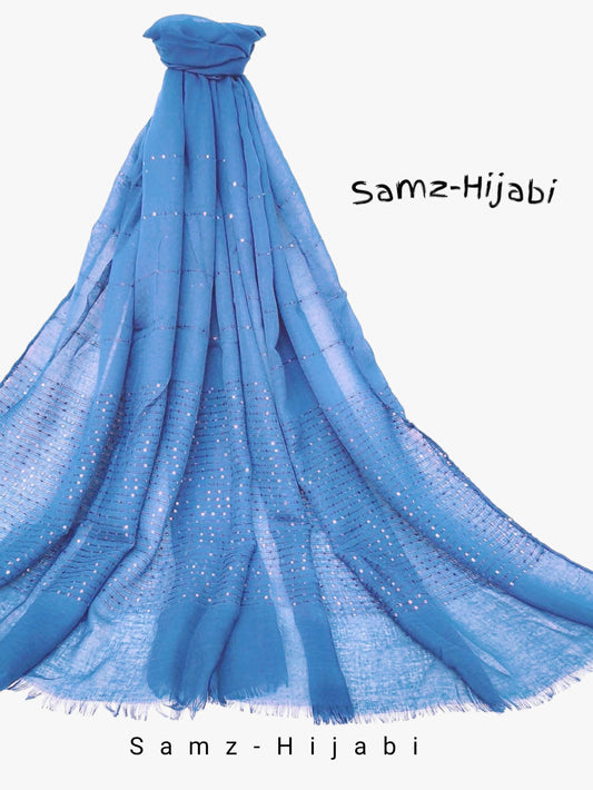 Sequence Border Lawn Hijab Ink Blue