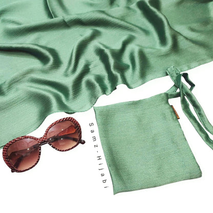 Crinkle Silk Hijab Naqab Set_ pistachio  green