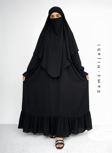 Single layer Khimar+ Bottom frill Abaya