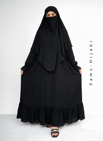 Single layer Khimar+ Bottom frill Abaya