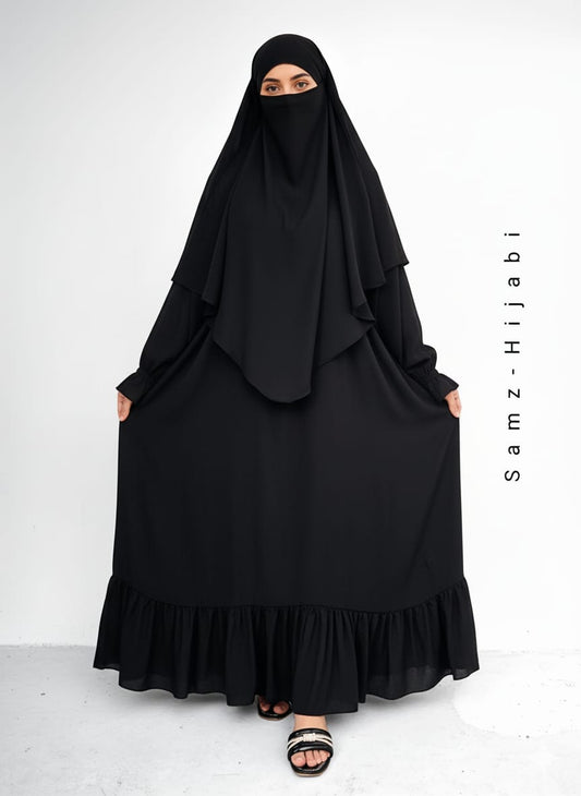Single layer Khimar+ Bottom frill Abaya