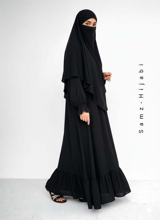 Single layer Khimar+ Bottom frill Abaya