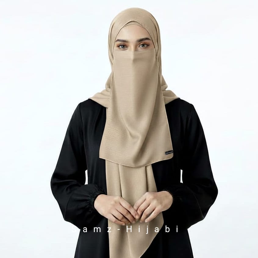 Crinkle Silk Hijab Naqab _ Dusty Gold