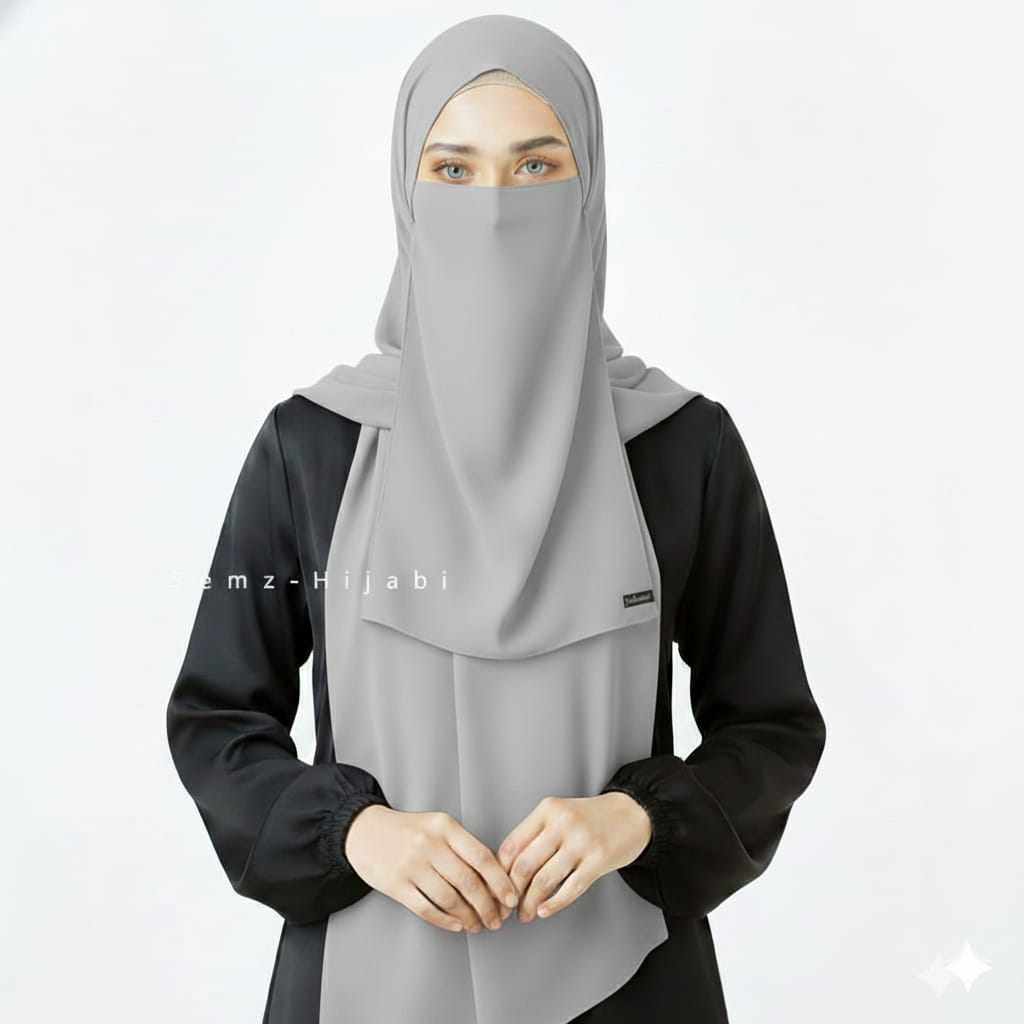 Hijab Naqab Set Ash Grey