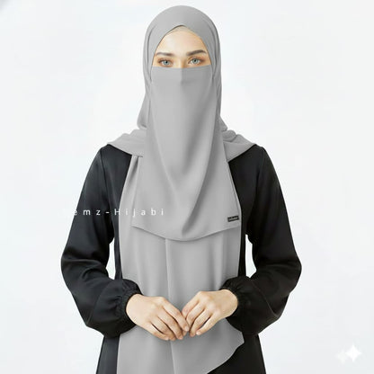 Hijab Naqab Set Ash Grey