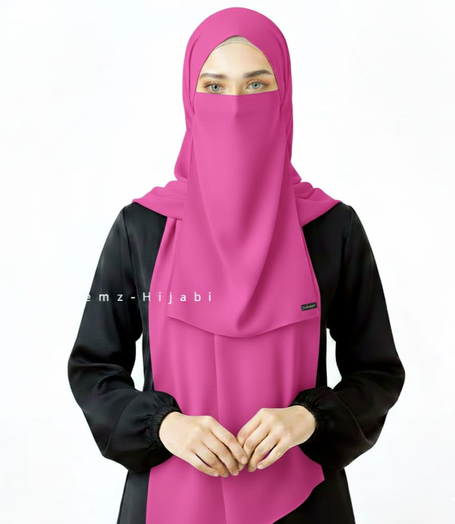 Hijab Naqab Set Hot Pink