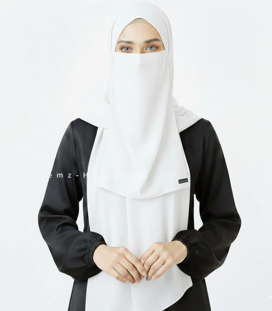 Hijab Naqab Set - Milky White