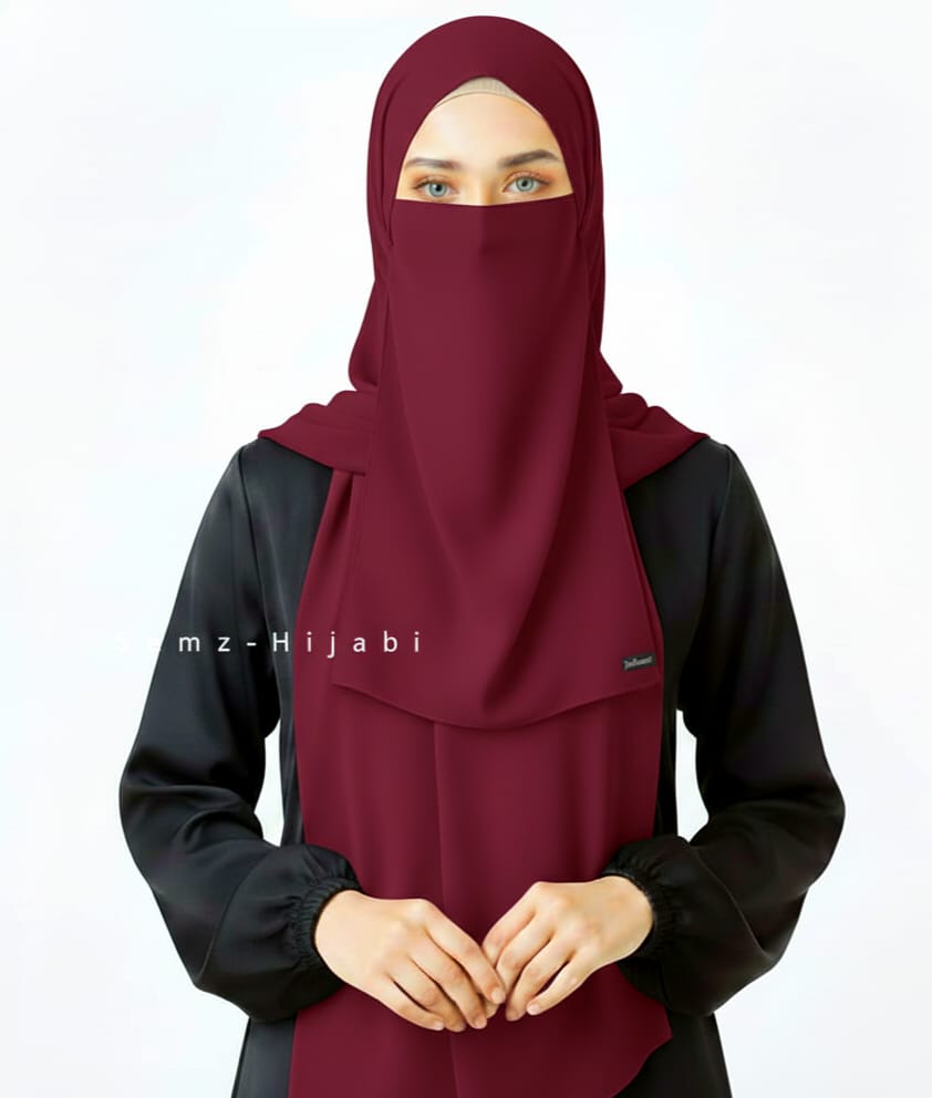 Hijab Naqab Set Cherry Maroon
