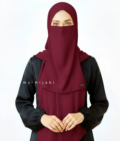 Hijab Naqab Set Cherry Maroon
