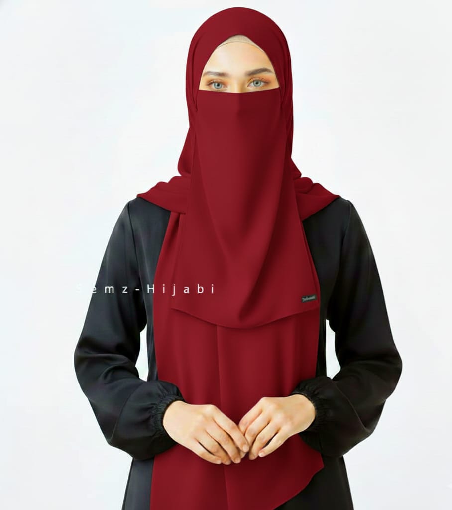 Hijab Naqab Set Cherry Red