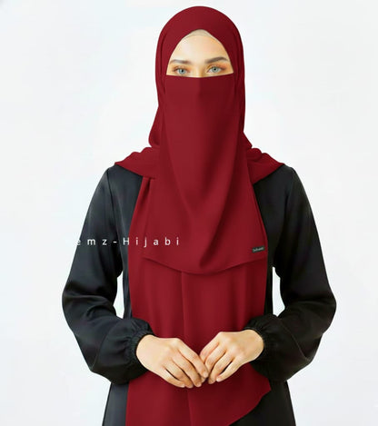 Hijab Naqab Set Cherry Red