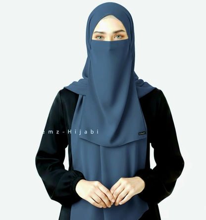 Hijab Naqab Set Denim Blue