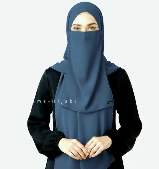 Hijab Naqab Set Denim Blue