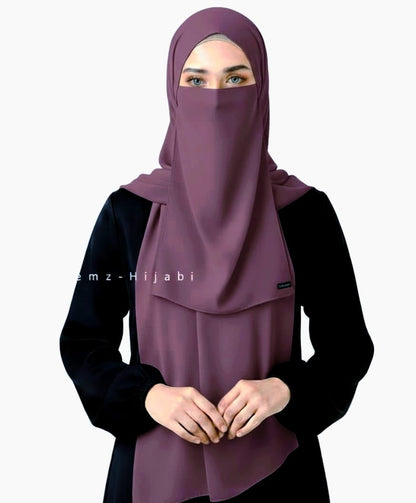 Hijab Naqab set Dark Mauve