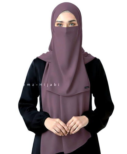 Hijab Naqab Set Nude Purple