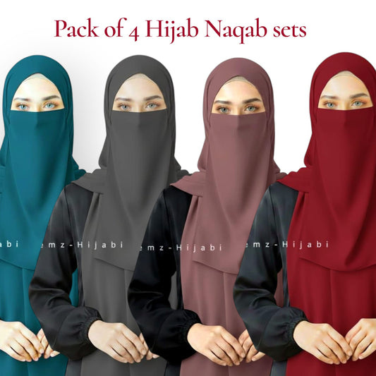 Bundle Of Four Hijab Naqab Set_Design 1